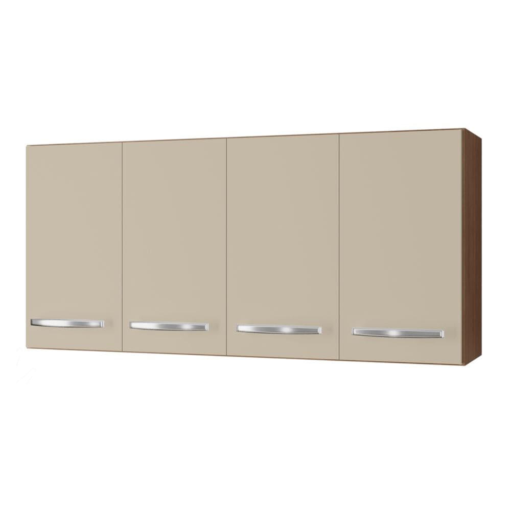Armário Aéreo Cozinha Marah 118cm 04 Portas Savana Off White - Desk Design