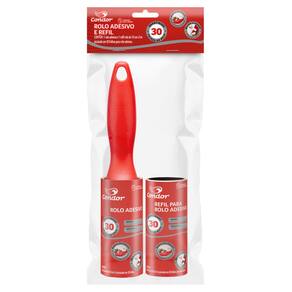 Kit Rolo Adesivo Tira-Pelos Condor 10Cm X 5M 30 Folhas + Refil