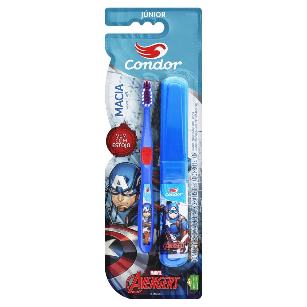 Escova Dental Macia e Suave Avengers Condor Estojo Protetor