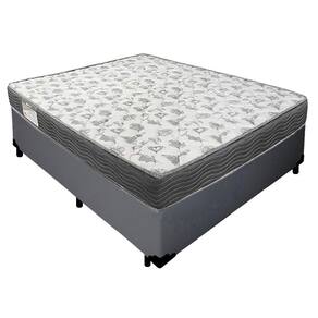 Cama Box Casal Sintético + Colchão De Espuma D33 - Serene - 138cm Cinza