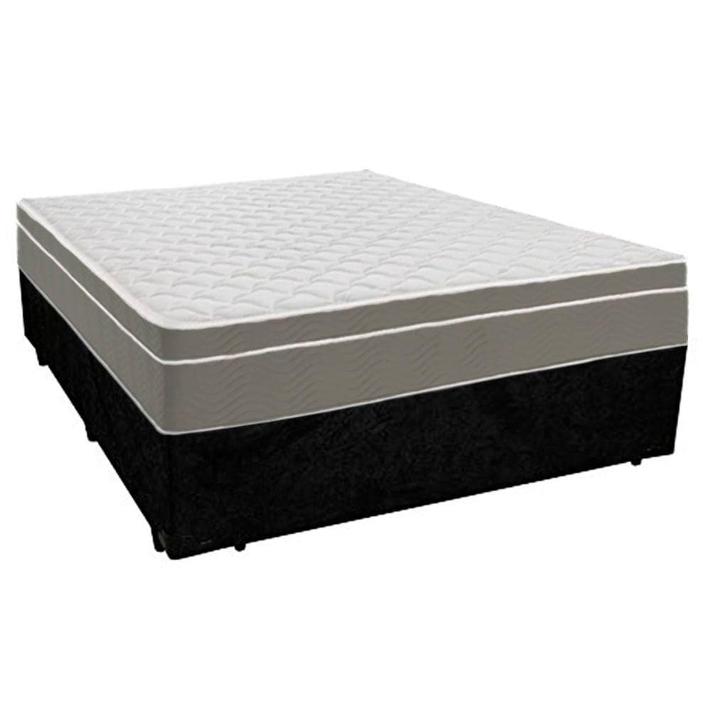 Cama Box Casal Suede + Colchão Serene Molas Ensacadas 138x188x65 Preto