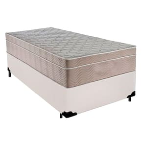 Cama Box Solteiro Sintético + Colchão De Molas Ensacadas - Serene - 88cm Branco