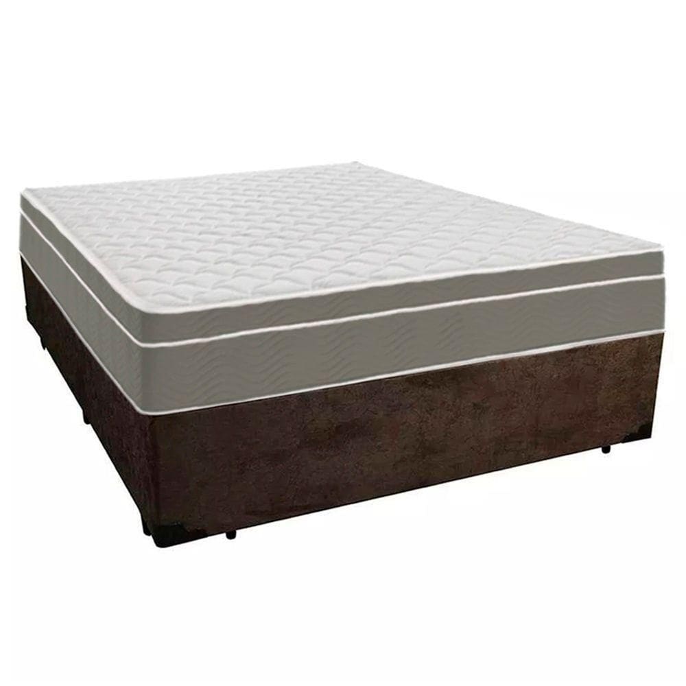Cama Box Casal Suede + Colchão Serene Molas Ensacadas 138x188x65 Marrom