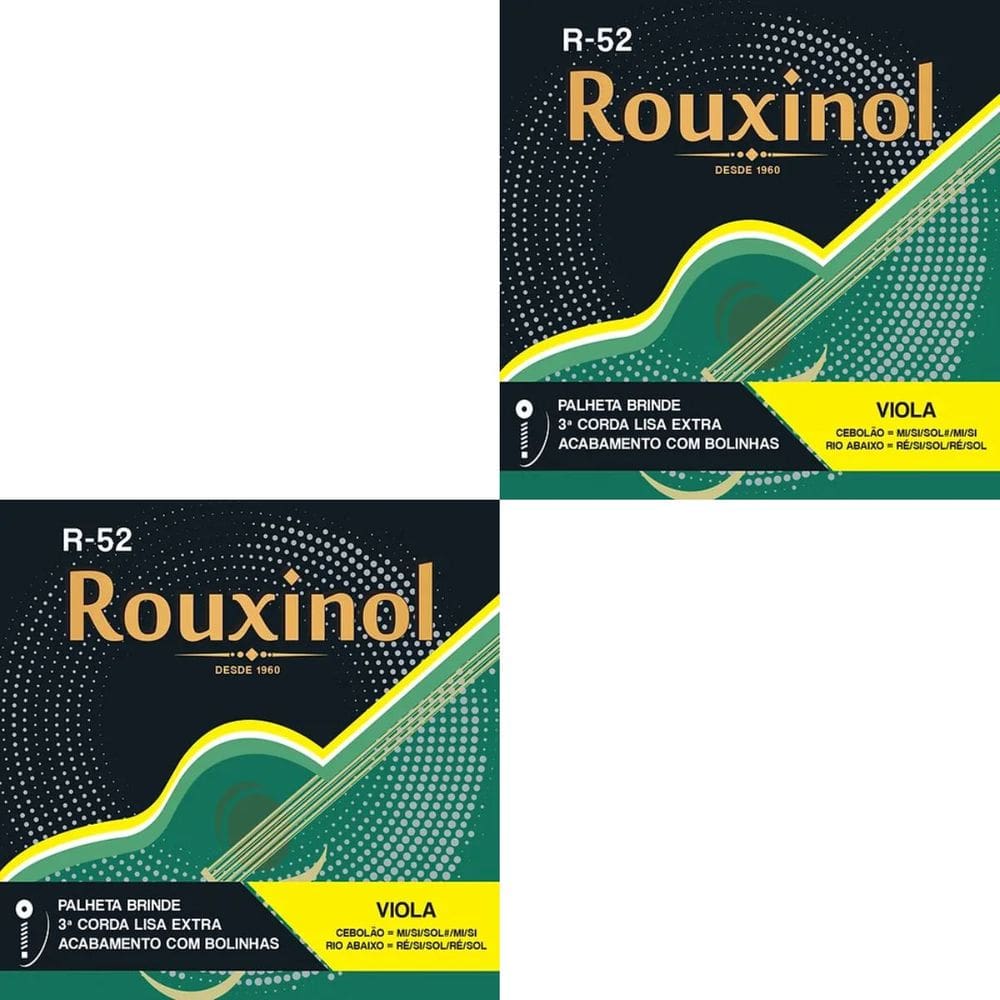 Kit 2 Encordoamento Viola Caipira Tensão Média Aço Rouxinol R52