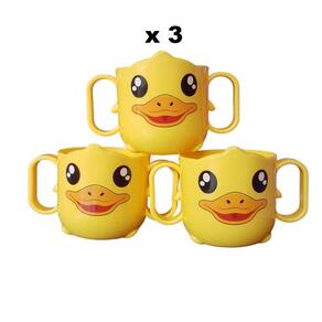 3 Caneca infantil patinho canequinha com 2 alça caneca plastica