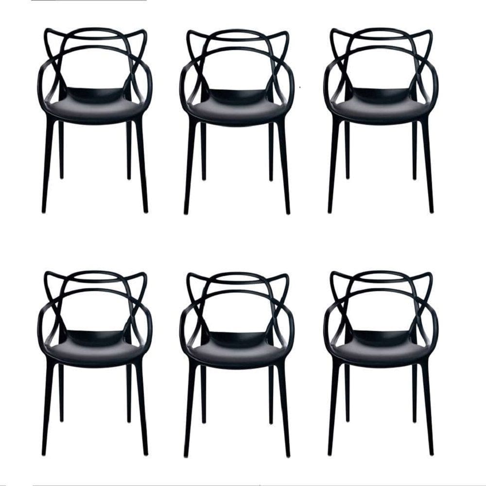 Conjunto com 6 Cadeiras Allegra Preta Polipropileno