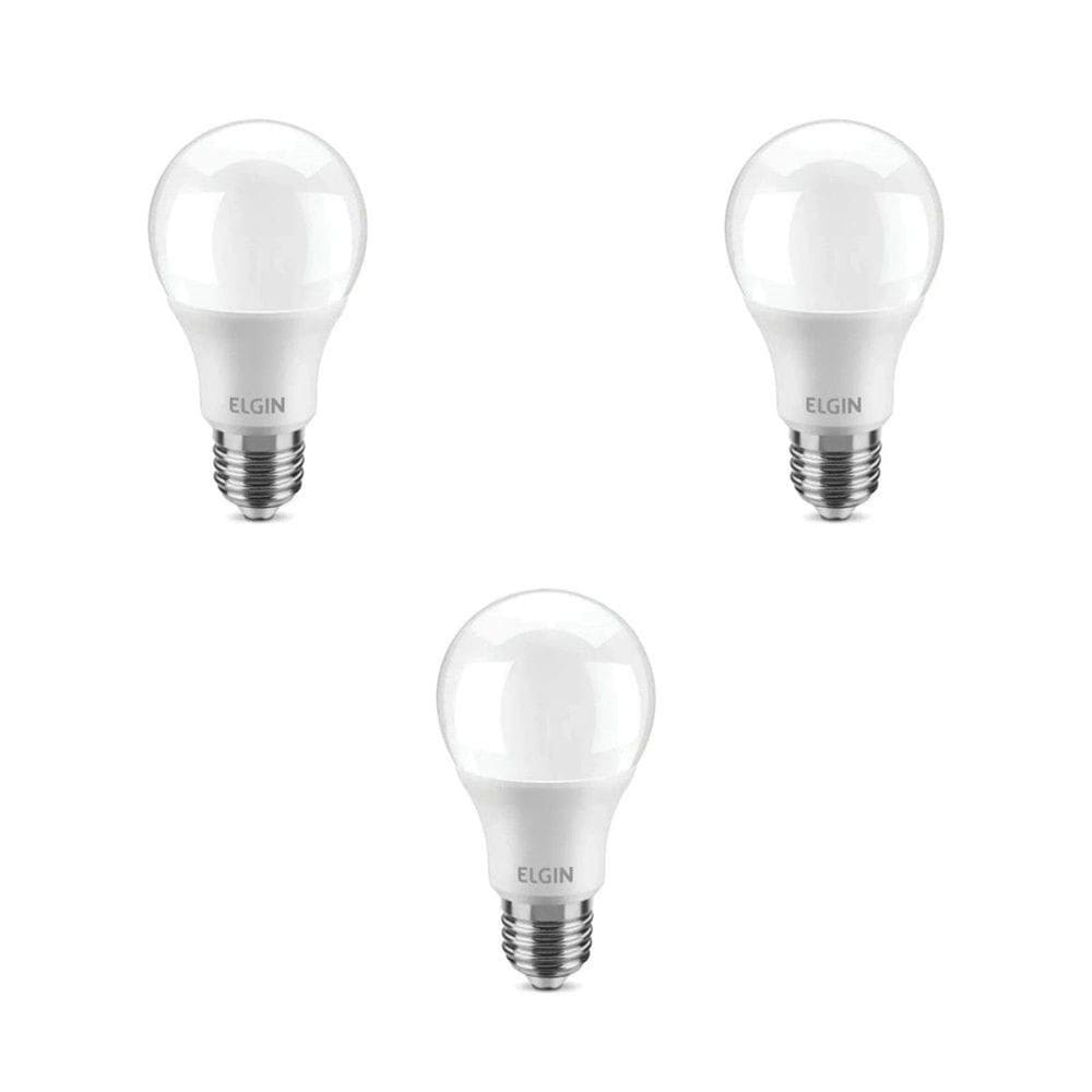Kit 3 Lâmpadas Bulbo Led 9W Elgin A60 E27