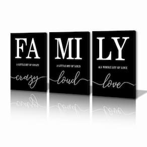 Arte de parede KAWAHONE Family Quotes Canvas 30x40cm Conjunto de 3