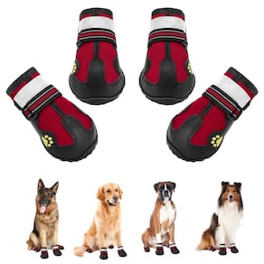 Sapatos para cães, casaco antiderrapante, impermeável, 4 peças para cães grandes
