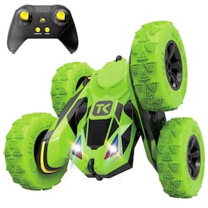 Controle remoto RC Stunt Cars Threeking de dupla face verde