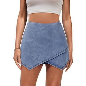 Skort luvamia Denim Mini Resort Wear 2024 para mulheres azul XXL