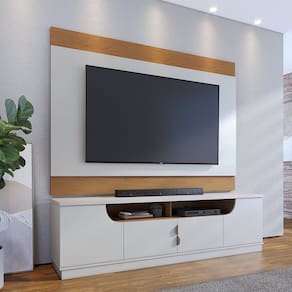 Rack com Painel para Tv de até 75 Polegadas Santorini 2.0 e Nilo Branco/Marrom