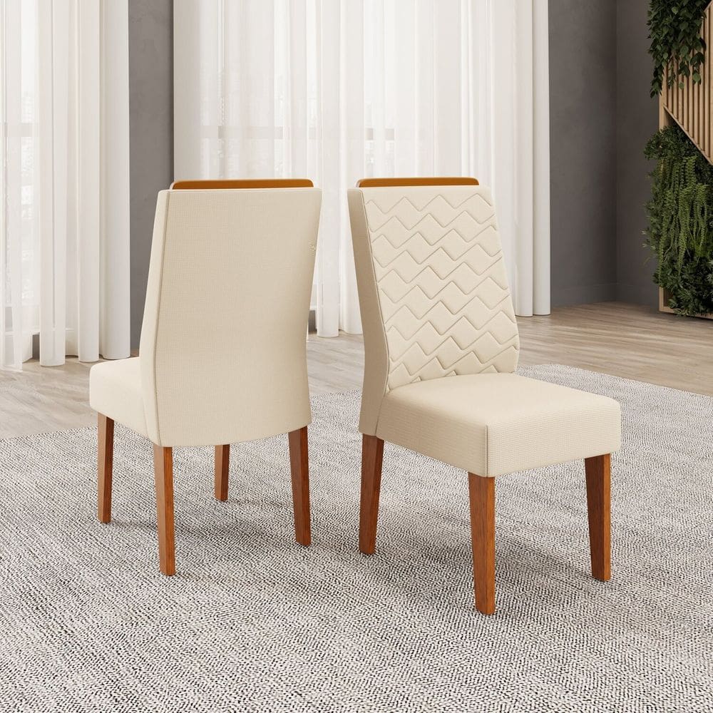 Kit com 2 Cadeira para Sala de Jantar Lidia Freijo/Linho Neve
