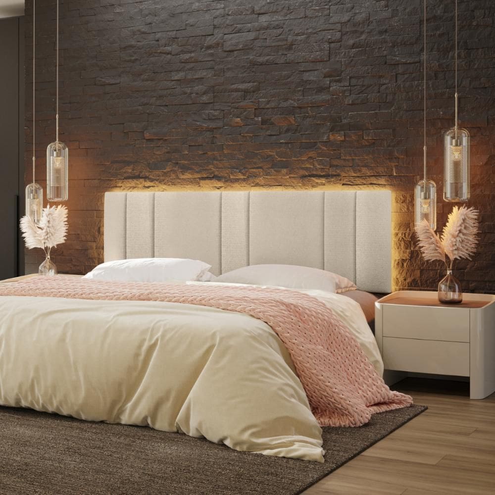Cabeceira King Estofada com LED