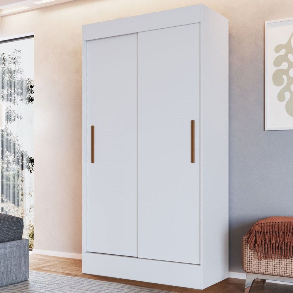 Guarda-Roupa Solteiro Lyon 2 Portas 2 Gavetas Branco - Doripel