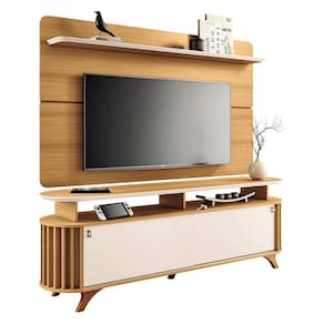 Rack Bancada Alba com Painel Curv Cinamomo Off White – HB Móveis