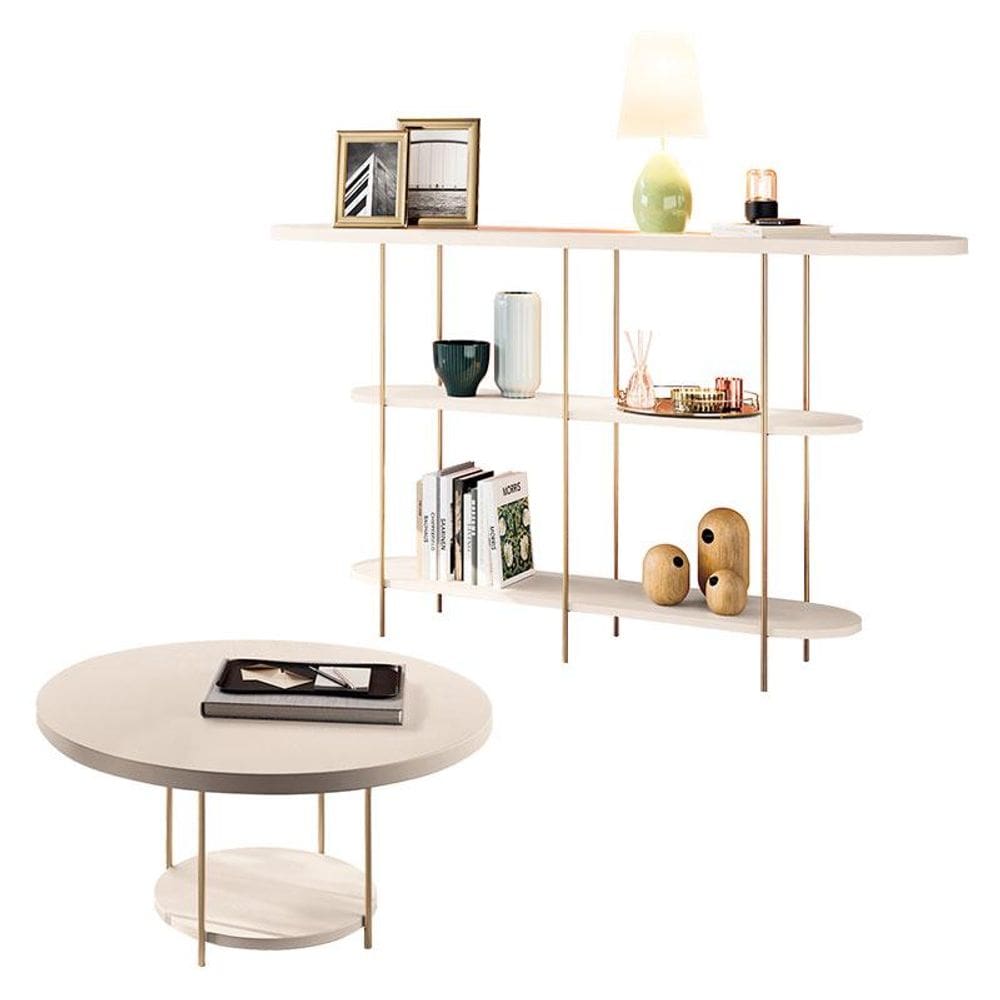 Aparador Infinity e Mesa de Centro Sky Off White – HB Móveis
