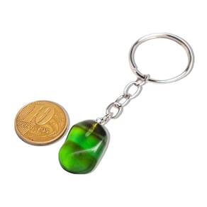 Chaveiro Pedrinha Obsidiana Verde Rolada Prateado