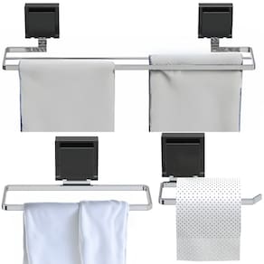 Kit Acessórios Banheiro 3 Peças Ventosa Duplo Cromado FS.RBT