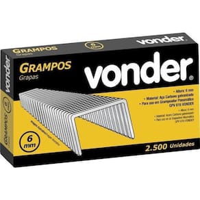 Grampo 6Mm Reto Grampeador Gpv616 Com 2500 Pç Gpv-6 Vonder