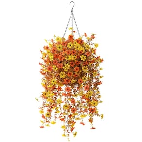 Cesta de flores artificial pendurada para mães INQCMY para exterior