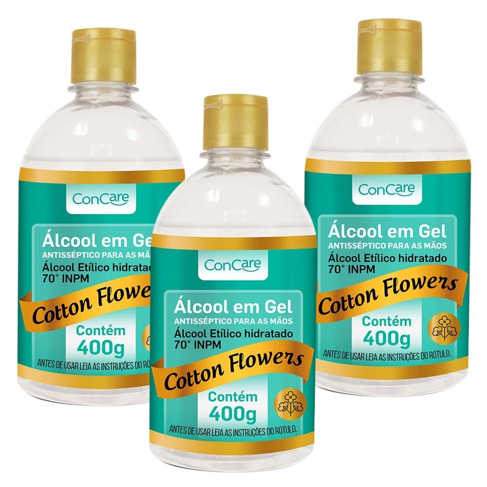 Kit 3 und Álcool Gel Concare Flow 400g