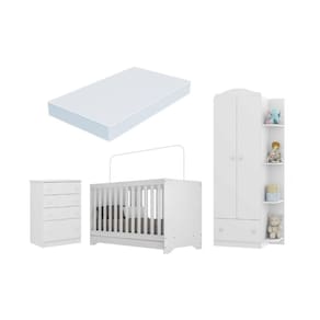 Quarto Infantil Completo com Berço 3 em 1 com Colchão Incluso Multimóveis MP4354
