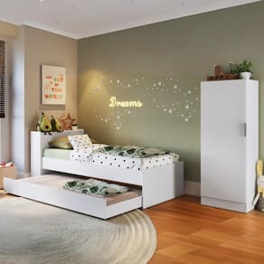 Bicama para Colchão 78x188cm com Baú Embutido e Sapateira Multimóveis MP4362