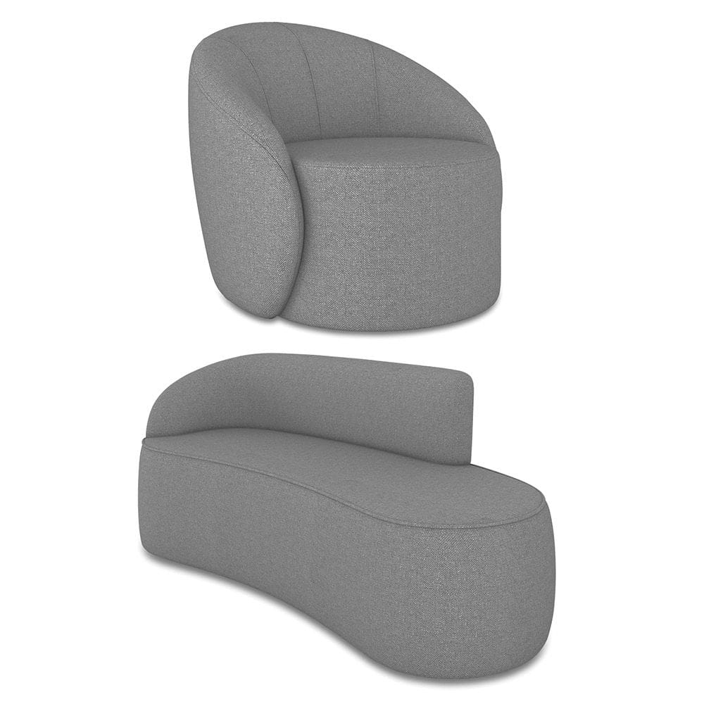 Sofá 3 Lugares Orgânico 180cm Morgan e Poltrona Lua Linho D03 - D`Rossi