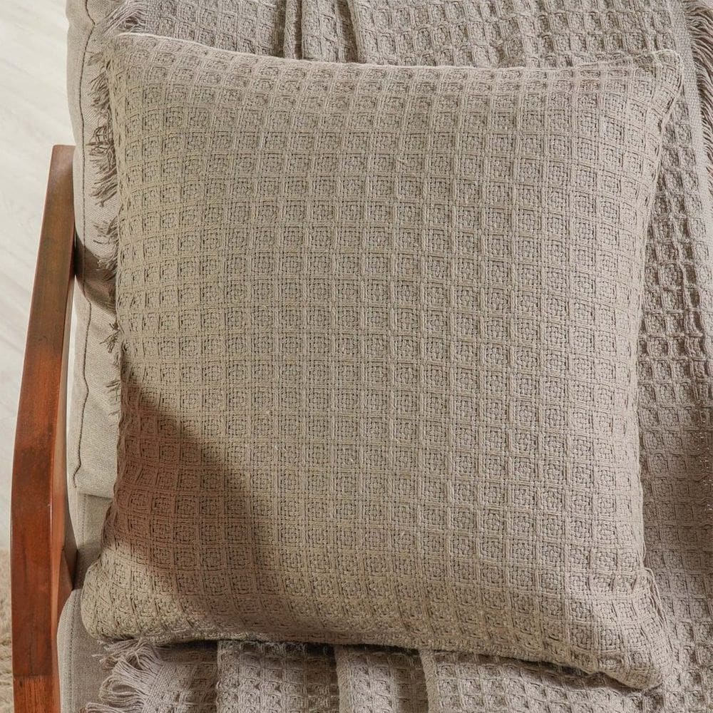 Capa de Almofada Decorativa Waffle 100% Algodão 45x45cm