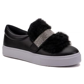 Tênis Feminino Slip On 3 em 1 Casual Strass E Pelúcia