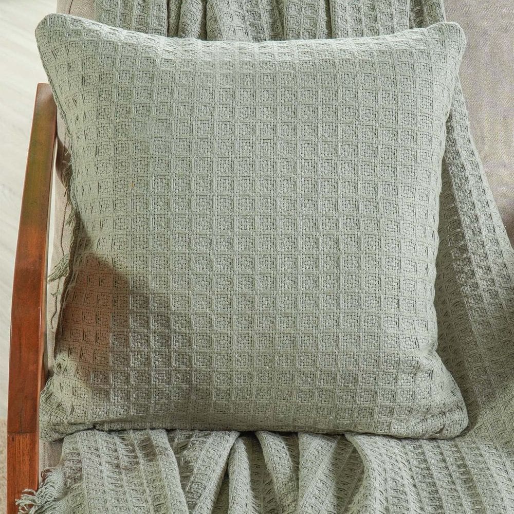 Capa de Almofada Decorativa Waffle 100% Algodão 45x45cm