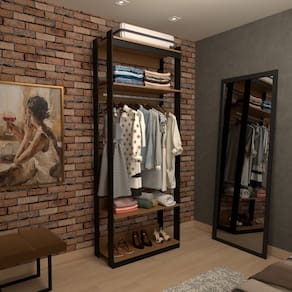 Closet Industrial Marseille 2 Prateleiras 1 Cabideiro Black/Brise - Panorama Móveis