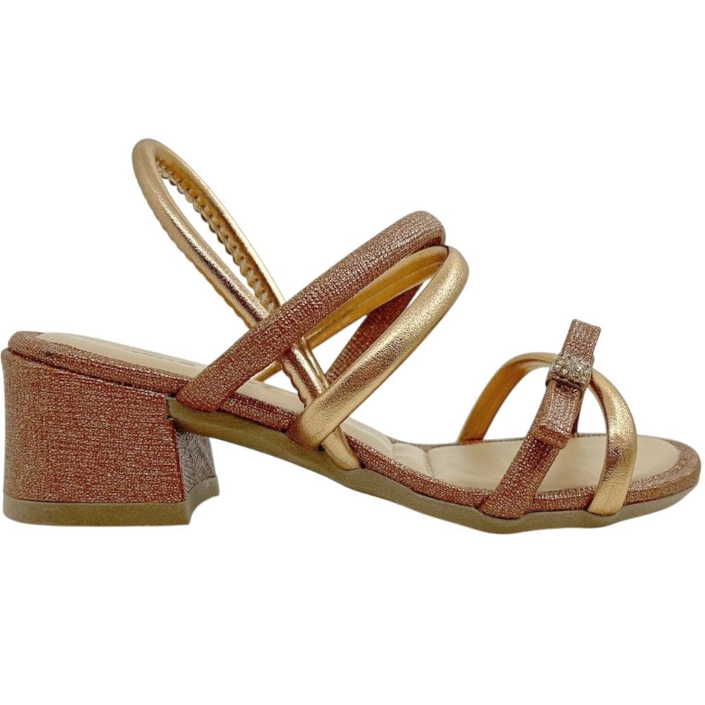 Sandália Infantil Menina Casual Dia a Dia Passeio com Brilho Salto Baixo Pink Cats V4992