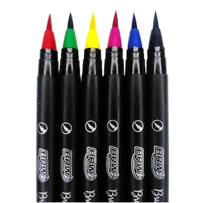Kit 06 Caneta Pincel Brush Pen EVOQUE Aquarelavél (Marcador Artístico)