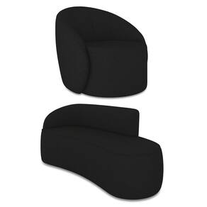 Sofá 3 Lugares Orgânico 180cm Morgan e Poltrona Lua Linho Preto D03 - D`Rossi