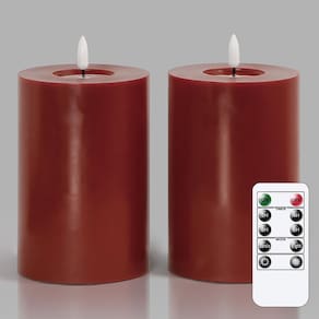 Velas cintilantes sem chama Zevanor Burgundy, pacote com 2 unidades de 10 x 15 cm