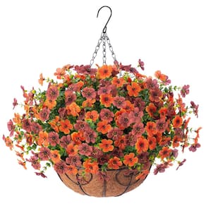 Cesta suspensa de flores artificiais Ammyoo para decoração ao ar livre