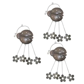 Sino Dos Ventos Joaninha Flores Kit 3 Unidades Decoraçao Jardim Varanda Som Suave Relaxante Enfeite Quintal