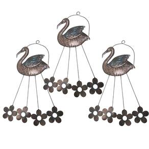 Sino Dos Ventos Cisne Flamingo Flores Kit 3 Unidades Decoraçao Quintal Jardim Varanda Som Suave Relaxante Enfeite