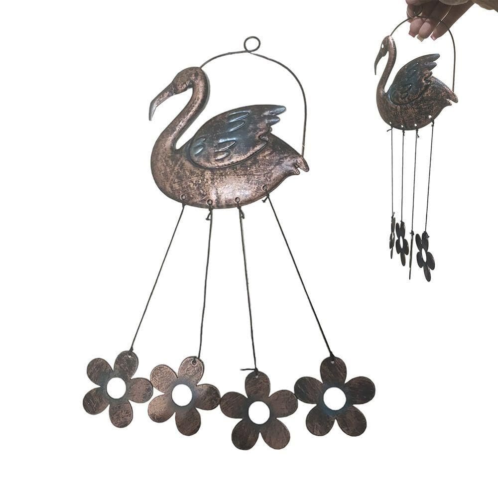 Sino Dos Ventos Flamingo Cisne Flores Enfeite Varanda Jardim Quintal Decoraçao Som Suave Relaxante