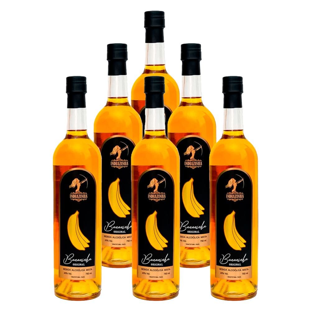 Cachaça Mista de Banana Indiazinha 750ml 6 Unidades