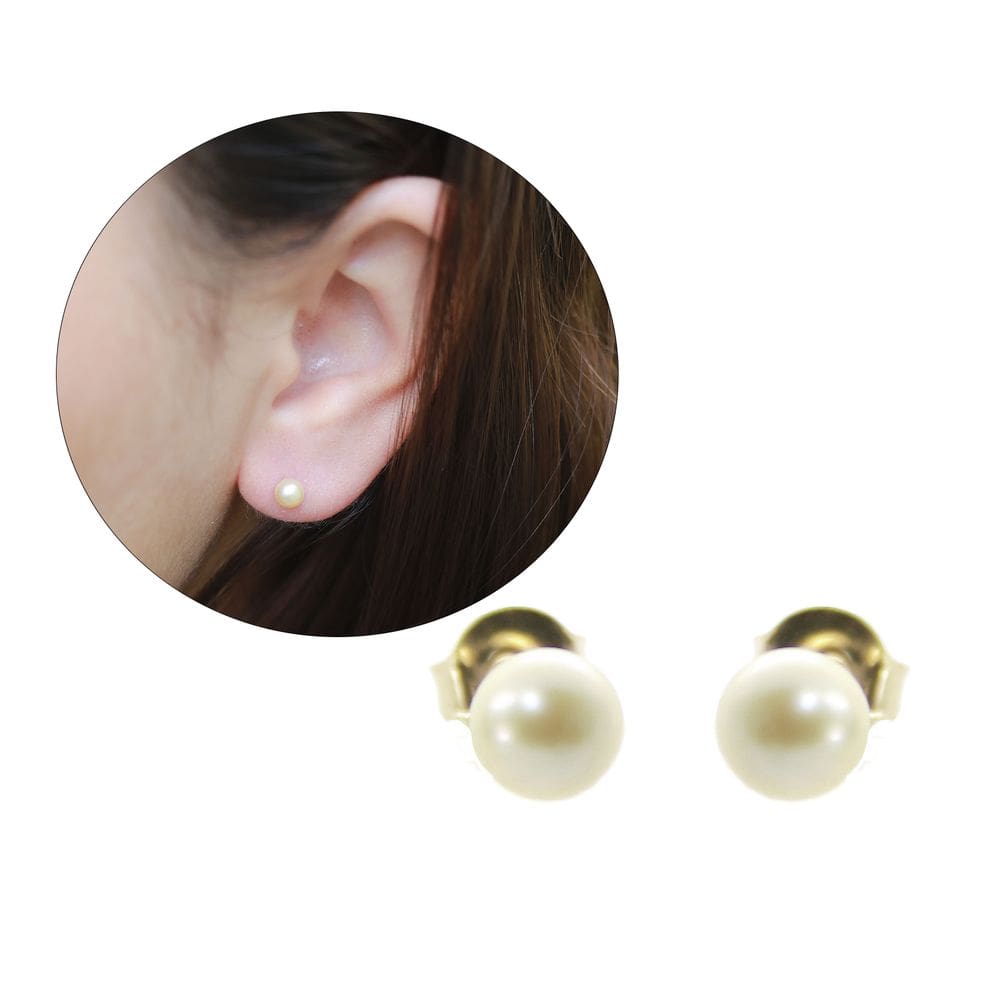 Brinco Solitário Pérola Natural 4,5mm Pequeno Ouro 18 J25435