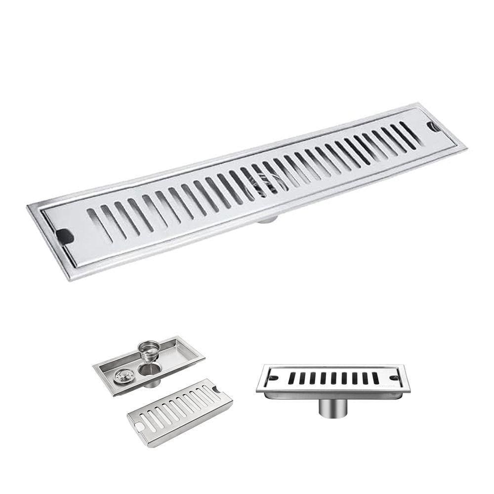 Ralo Linear Aço Inox 50cm Anti Odor Anti Inseto Banheiro Area Externa Lavabo Quintal Seguro Higienico Resistente