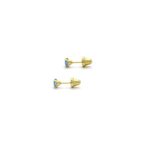 Brinco Azul Claro Tarraxa Baby Infantil Ouro Amarelo J23385