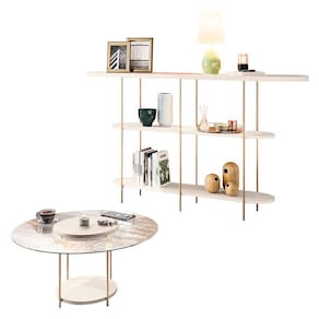 Aparador Infinity e Mesa de Centro Sky com Tampo de Vidro Off White – HB Móveis