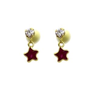 Brinco Infantil Pendente Estrela Delicado Ouro 18k J22972
