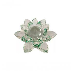 Enfeite Decoração De Cristal Vidro Flor De Lotus Para Sala Quarto Cristaleira Pequeno 8cm Cor:verde