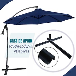 Ombrelone Lateral de Luxo Guarda Sol Cobertura 3 Metros em Aluminio Azul Importway Mais Bonito que Mor, Bel, Revomax