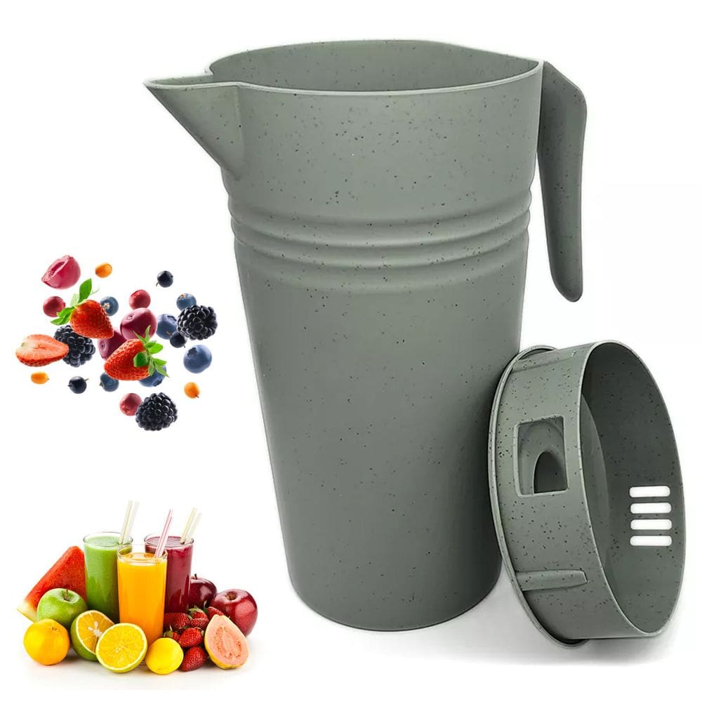 Jarra De Bambu E Pp Lines Suco Sustentável Agua 1,7l C/tampa